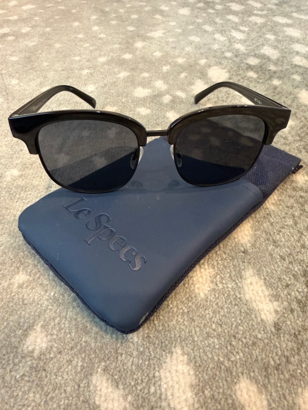 Le Specs Black Retro Clubmaster Sunglasses